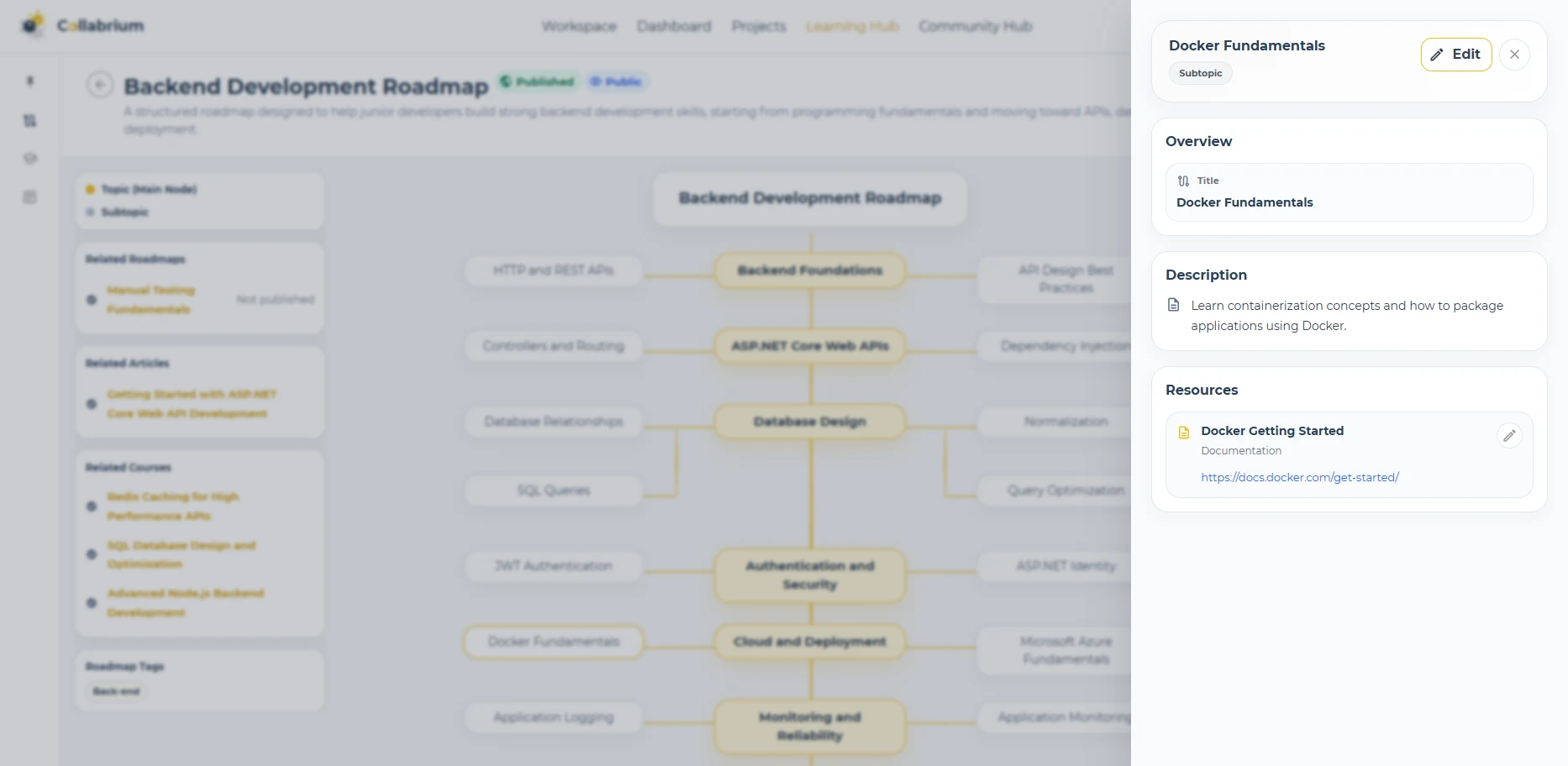 LearningHub / Roadmap Node Details Drawer