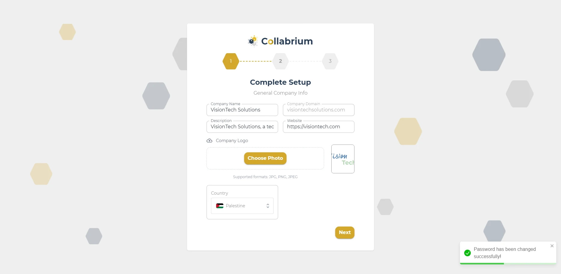 Auth / complete Setup General Info