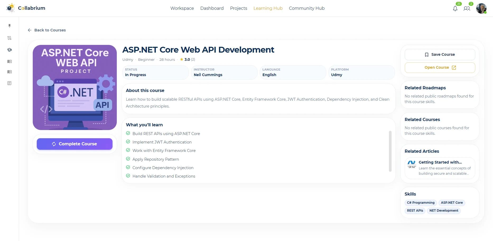 LearningHub / In Progress Course