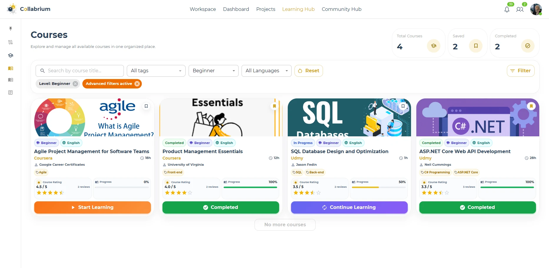 LearningHub / Filtered Courses