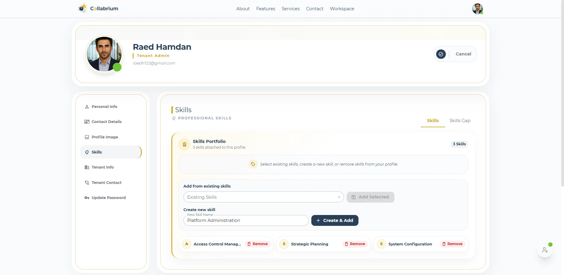 User / Manage My Skills