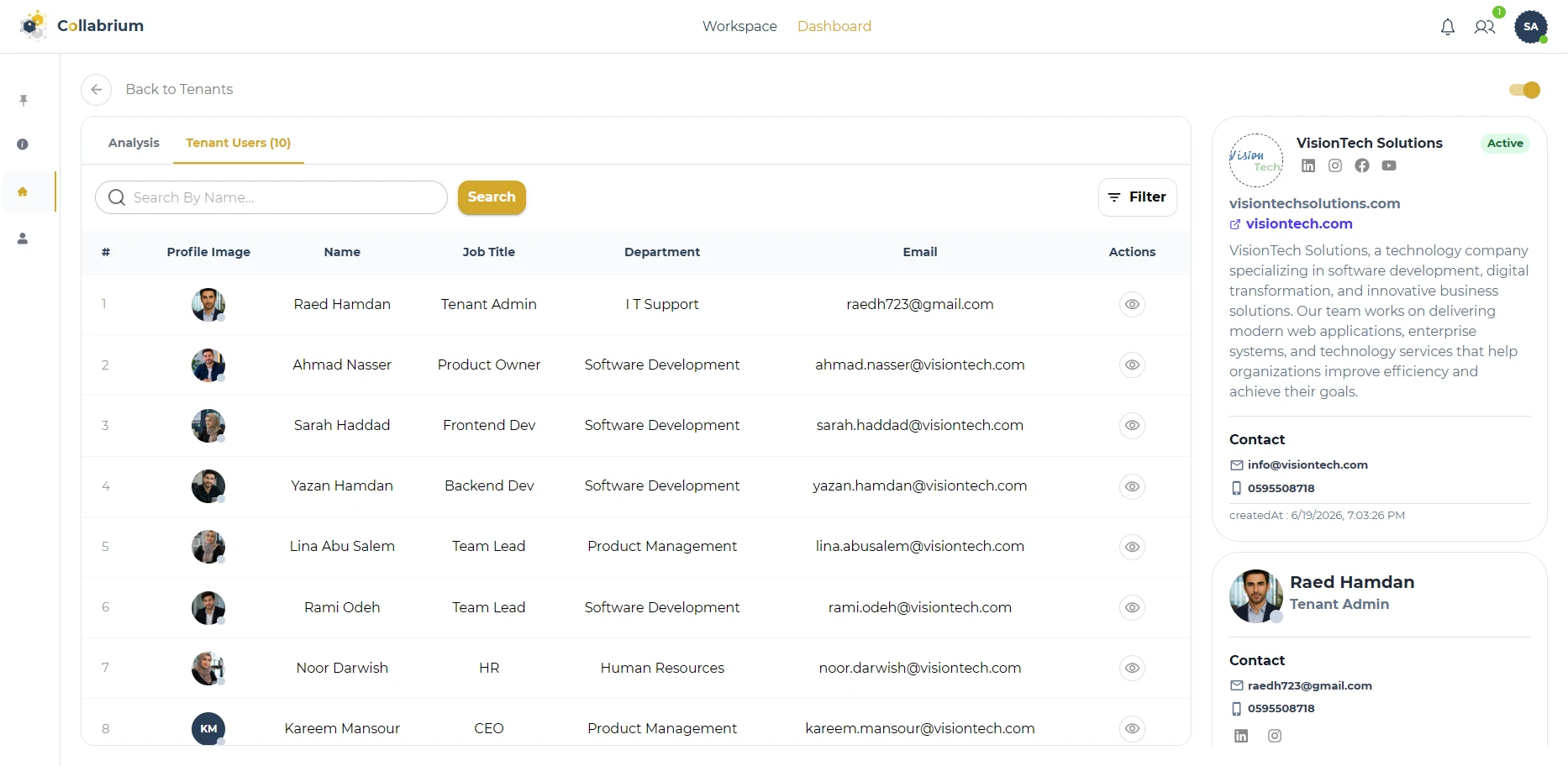 SuperAdmin / Tenant Profile-users