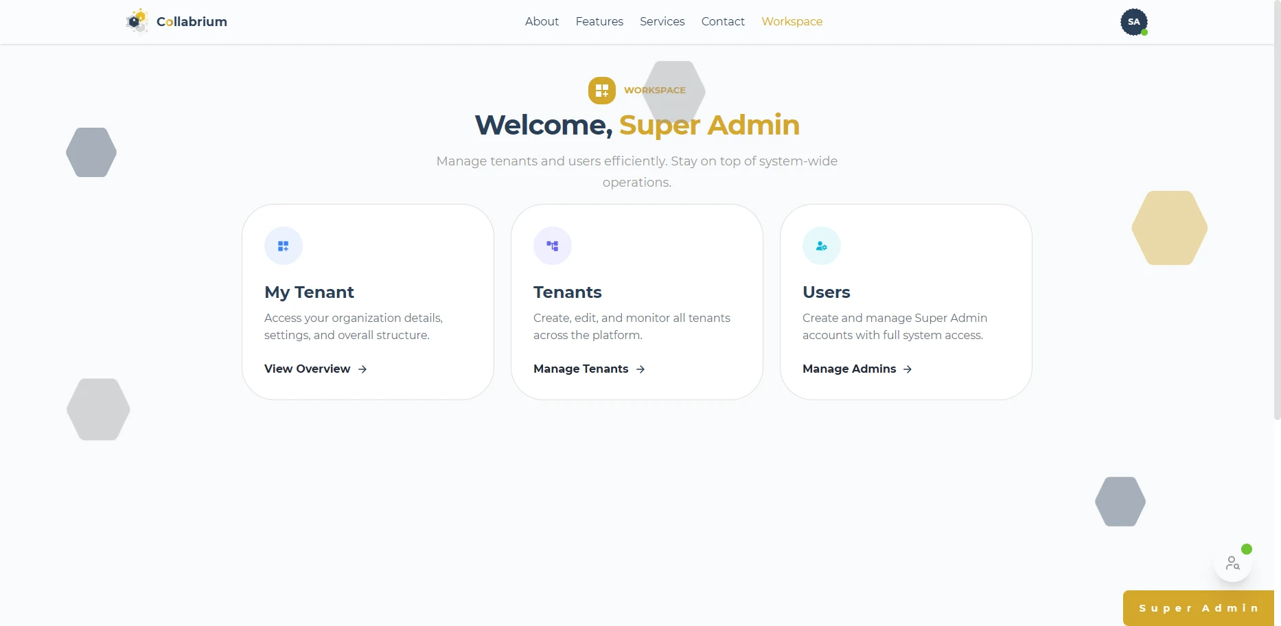 SuperAdmin / Super Admin Workspace