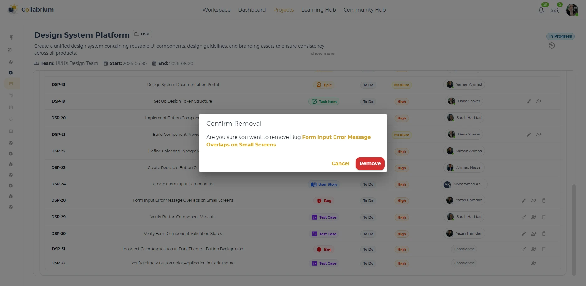 WorkItemManagement / Delete Work Item Confirm Dialog