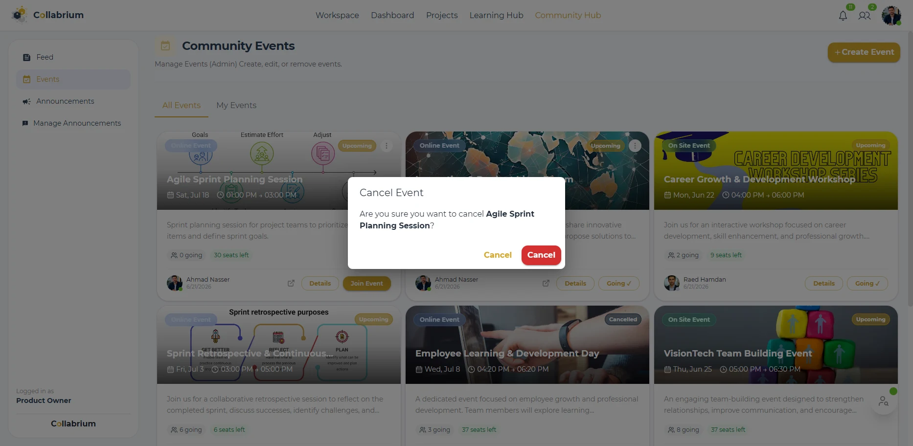 CommunityHub / Cancel Event Confirm Dialog
