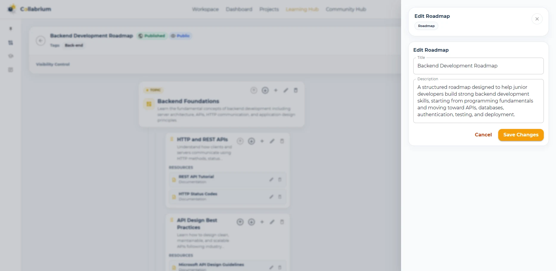 LearningHub / Edit Roadmap