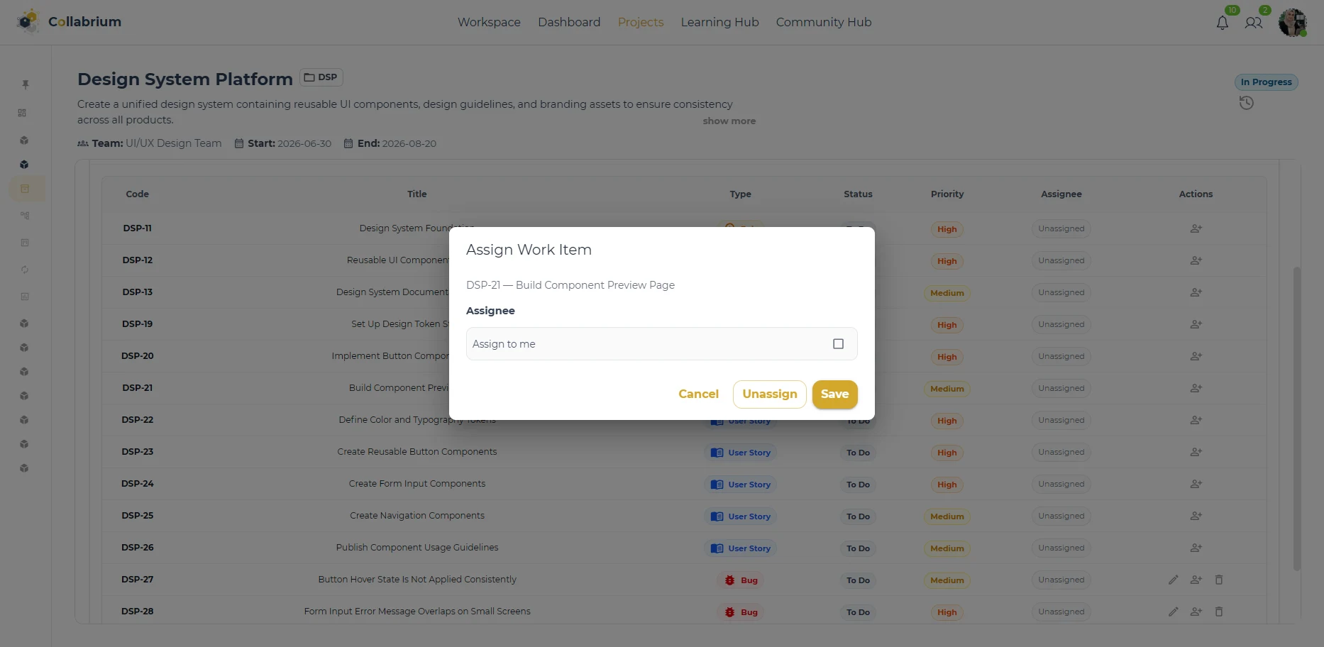 WorkItemManagement / Assign To Me Work Item