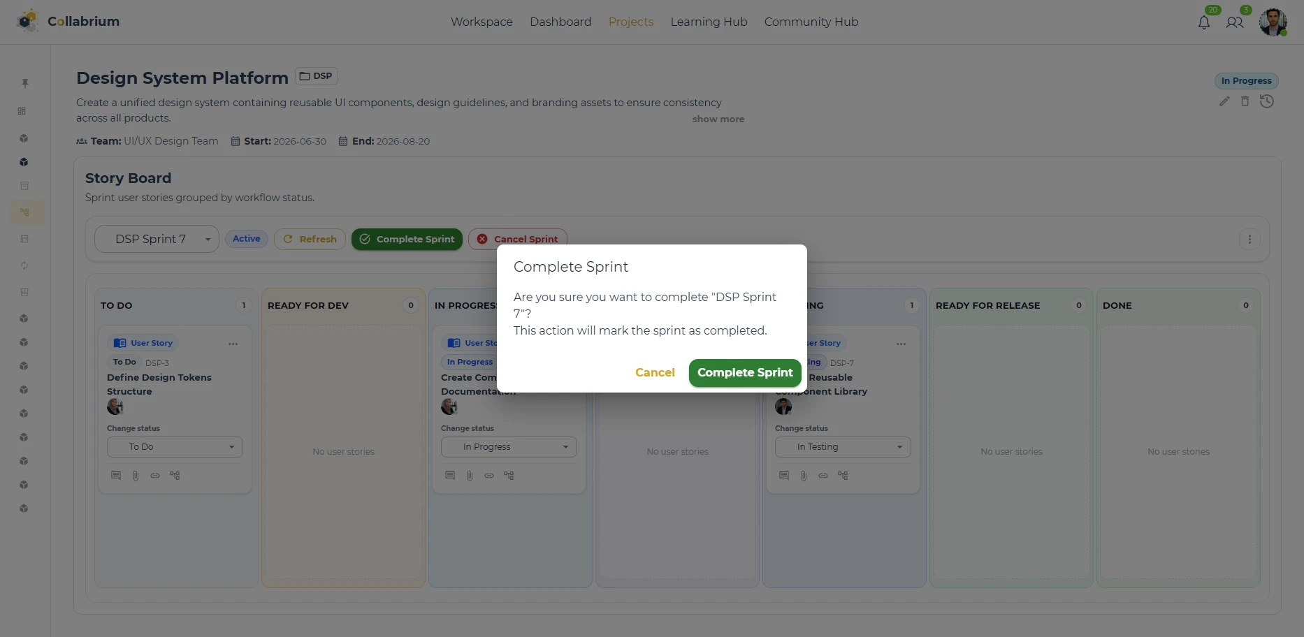 SprintManagement / Complete Sprint