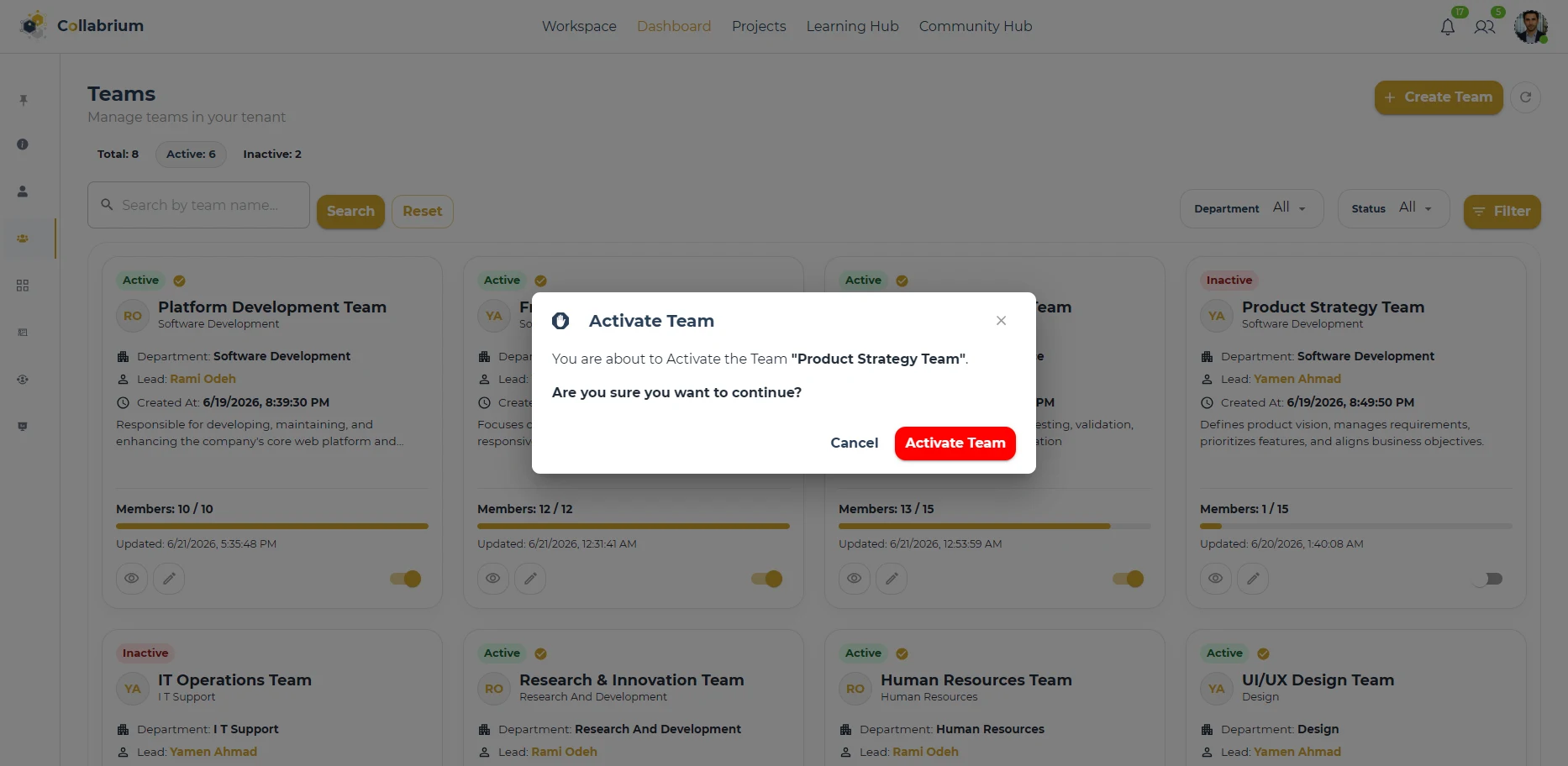 TeamManagement / Activate Team