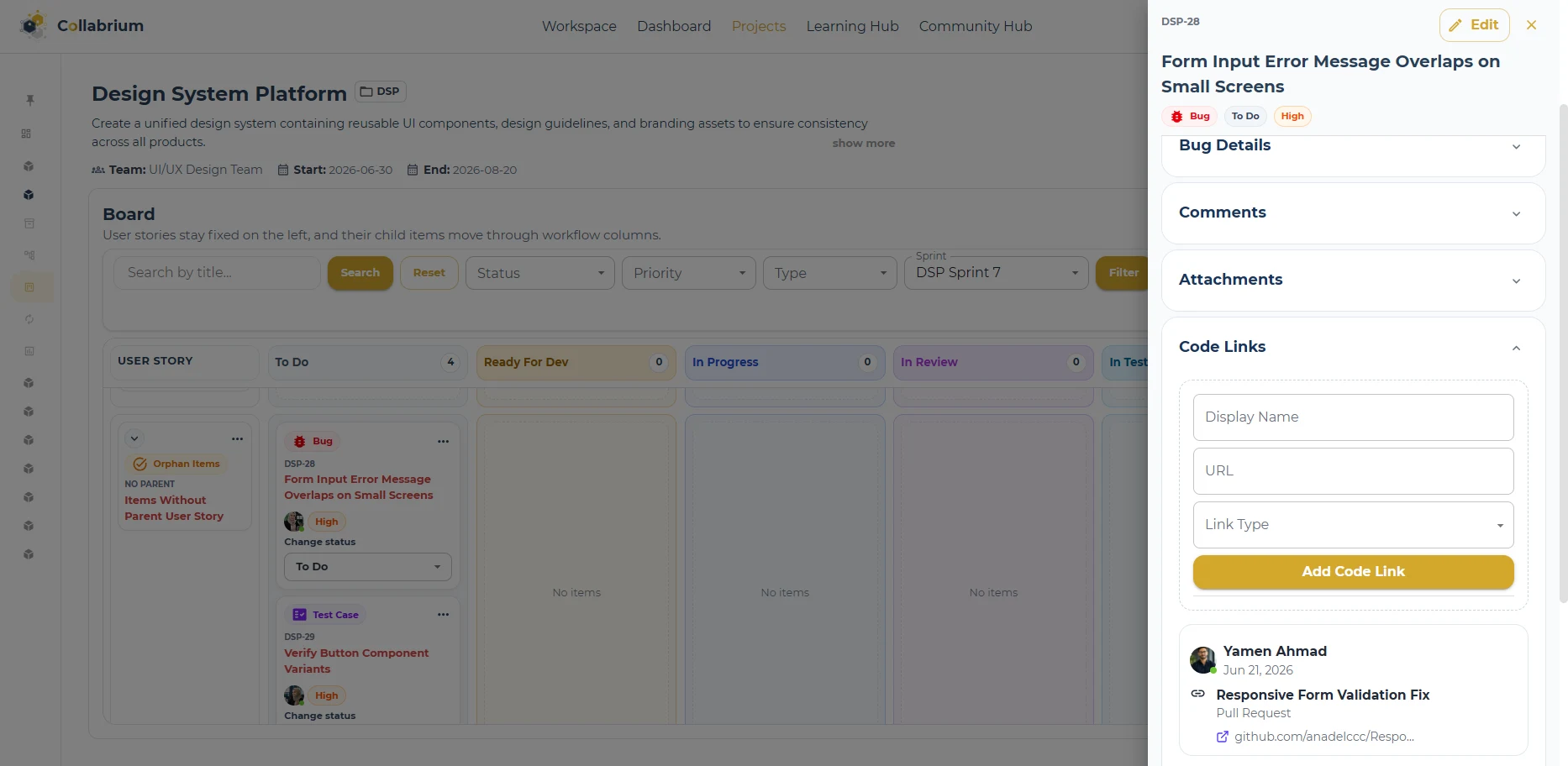 WorkItemManagement / View Code Links