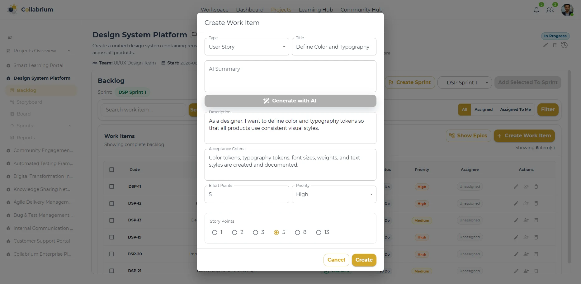 WorkItemManagement / Product Owner Create Planning Work Item Dialog