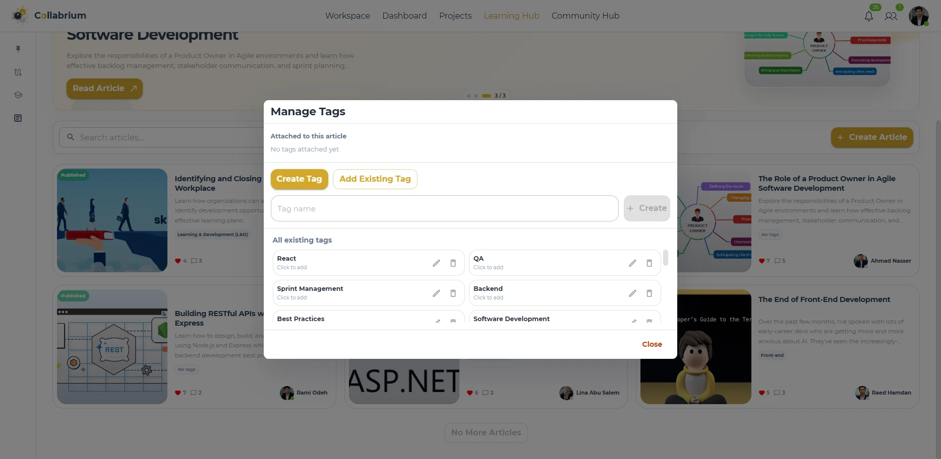 LearningHub / Manage Article Tags