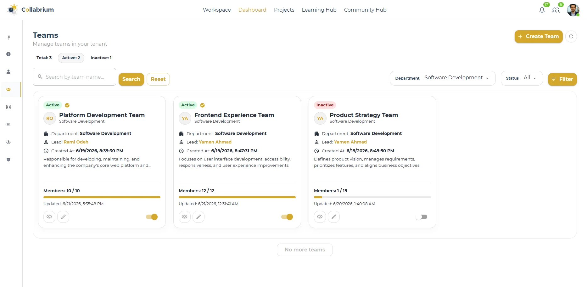 TeamManagement / Filter Teams